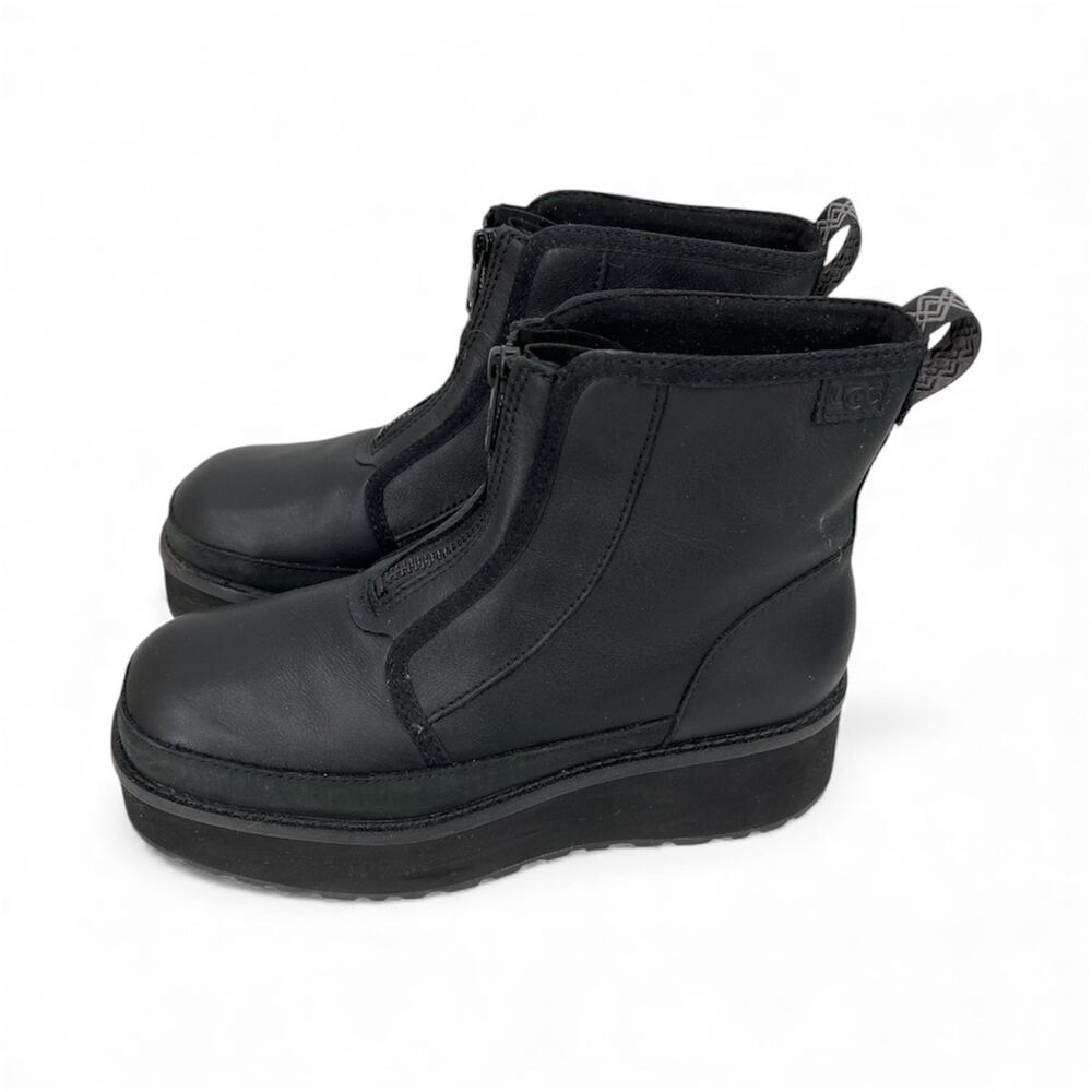 UGG CITYFUNC Zip Platform Boots Black Leather Waterproof